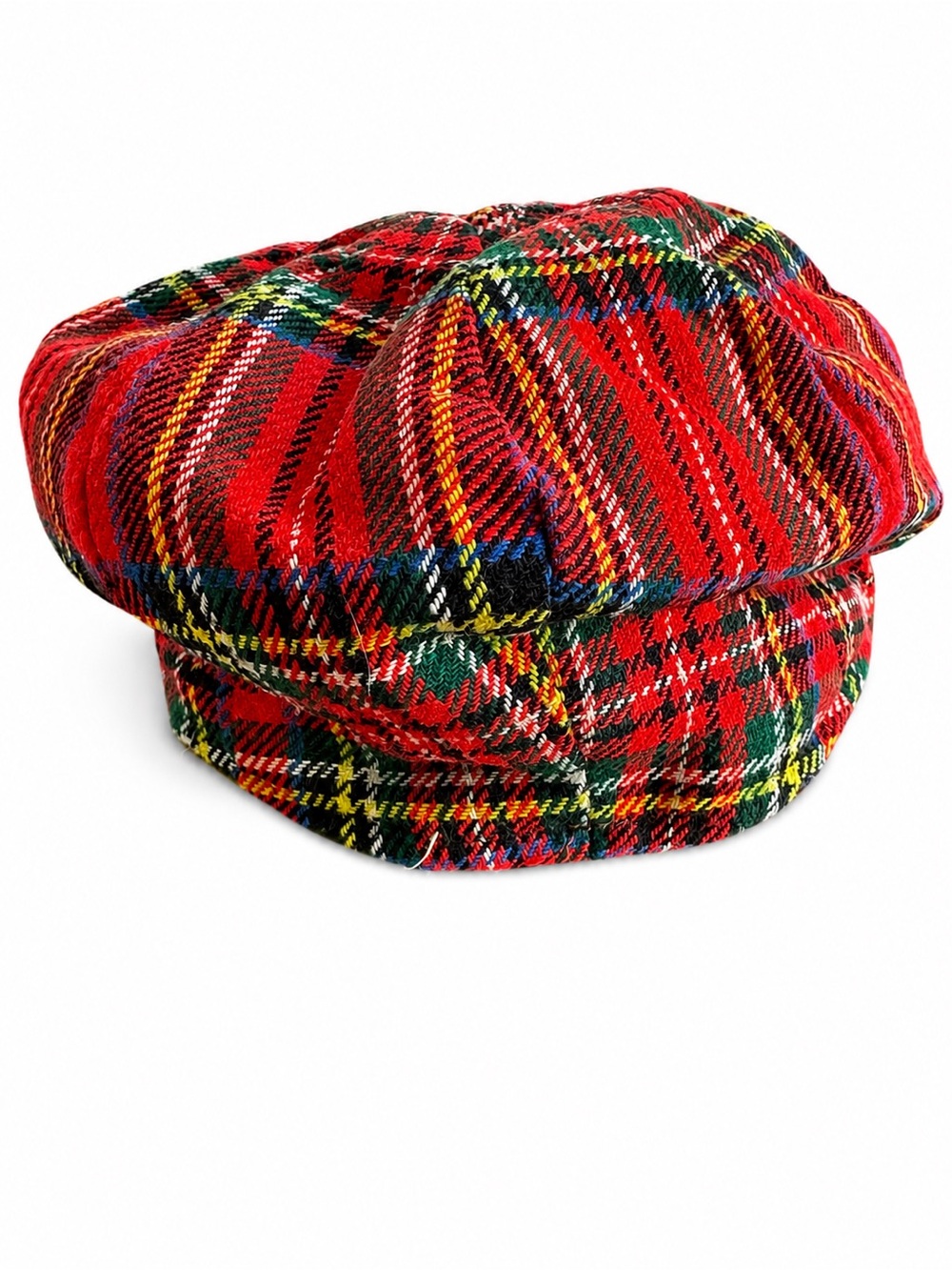 Vintage Red Tartan Plaid Newsboy Cap Size 6 7/8 - Picture 6 of 7